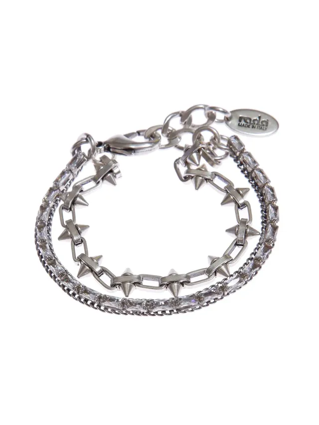 Rada Bracciale Doppio Borchie Cristallo Baguette