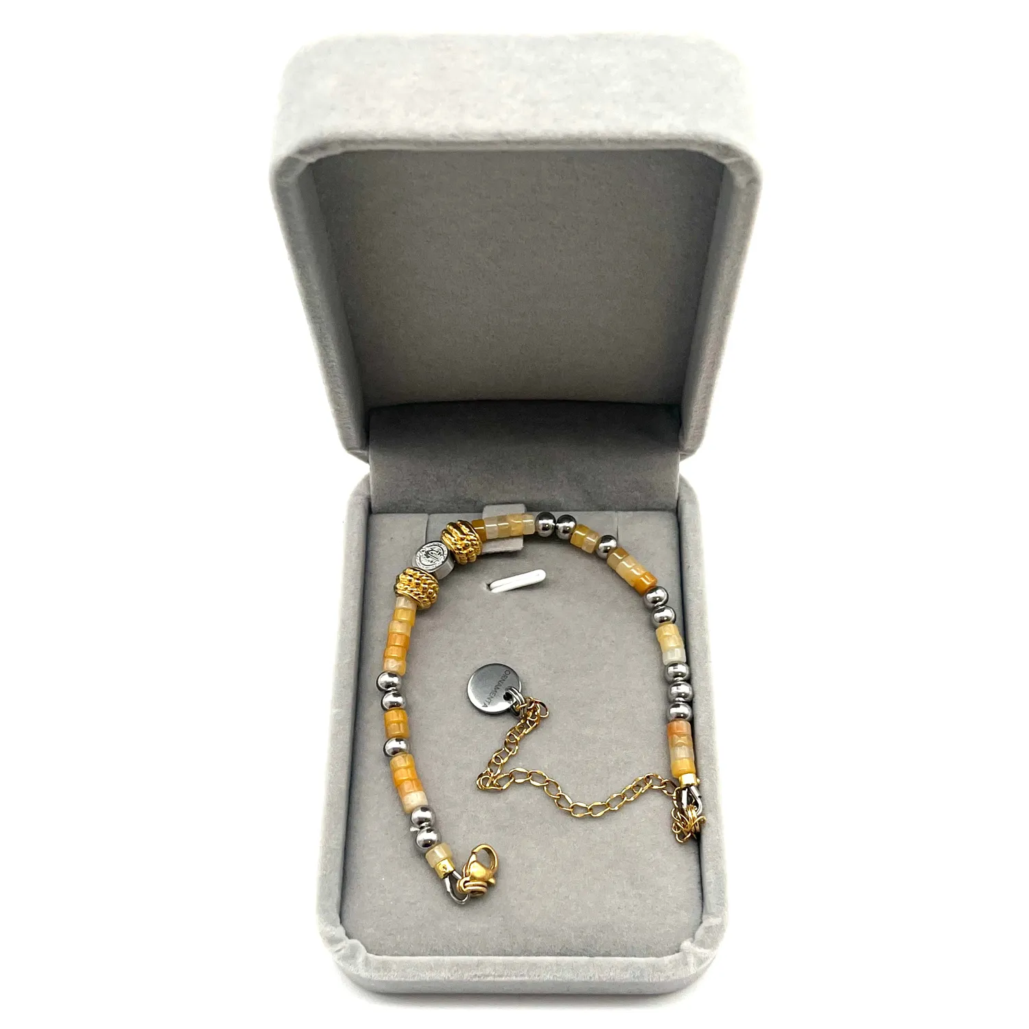 Ornamenta Fortis in Fide bracciale corniola e acciaio