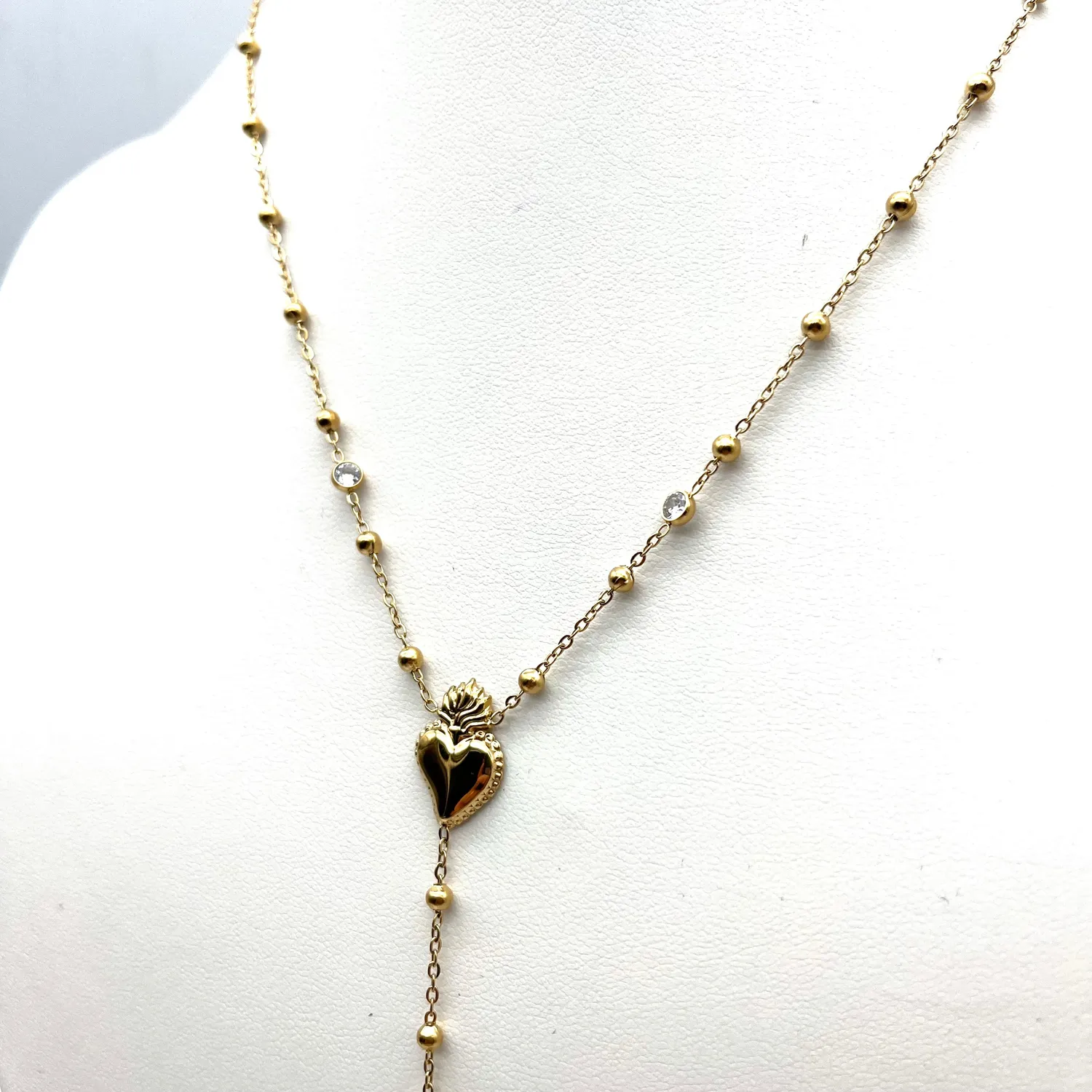 Ornamenta Sacro Cuore collana rosario acciaio oro
