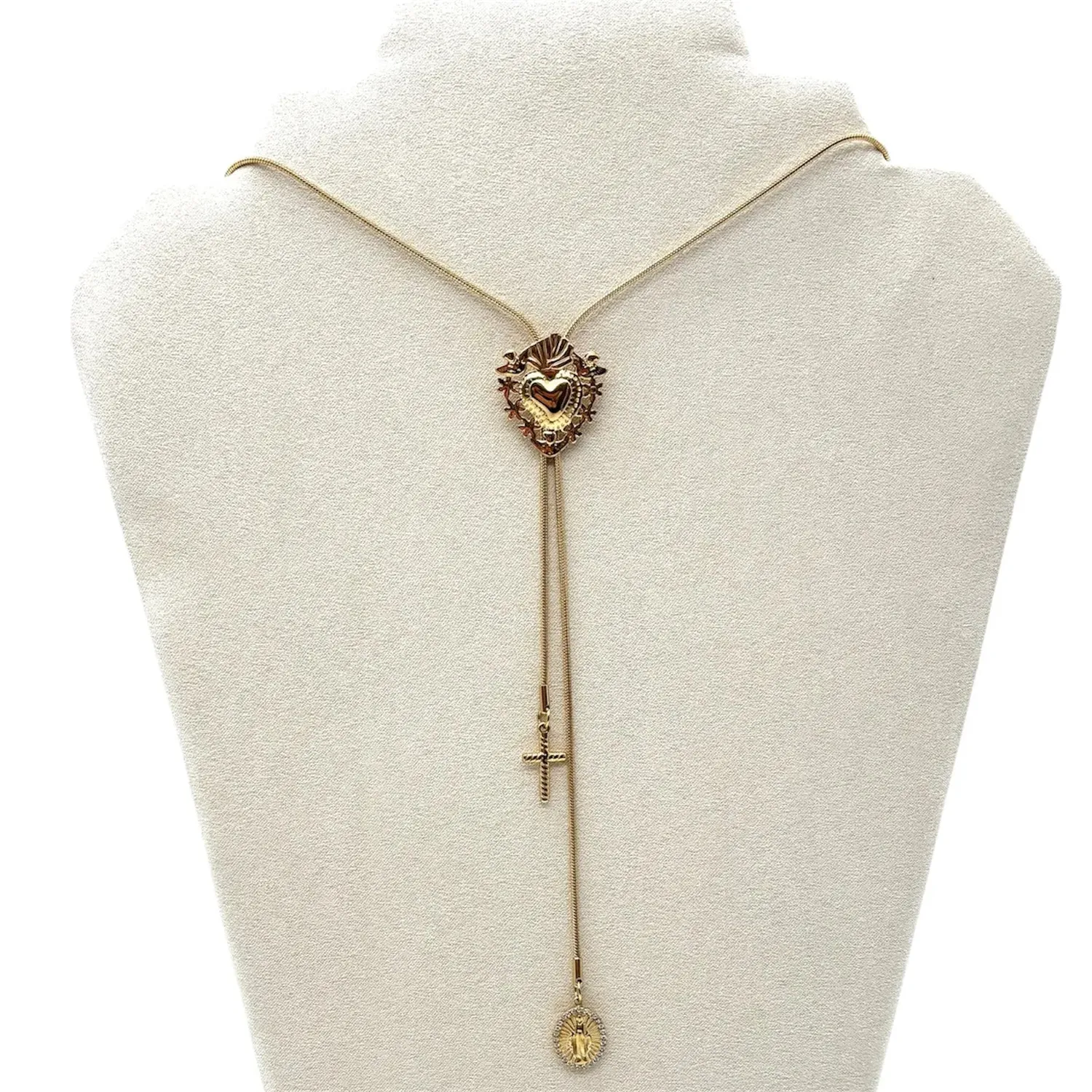 Ornamenta Sacro Cuore collana acciaio scorrevole gold