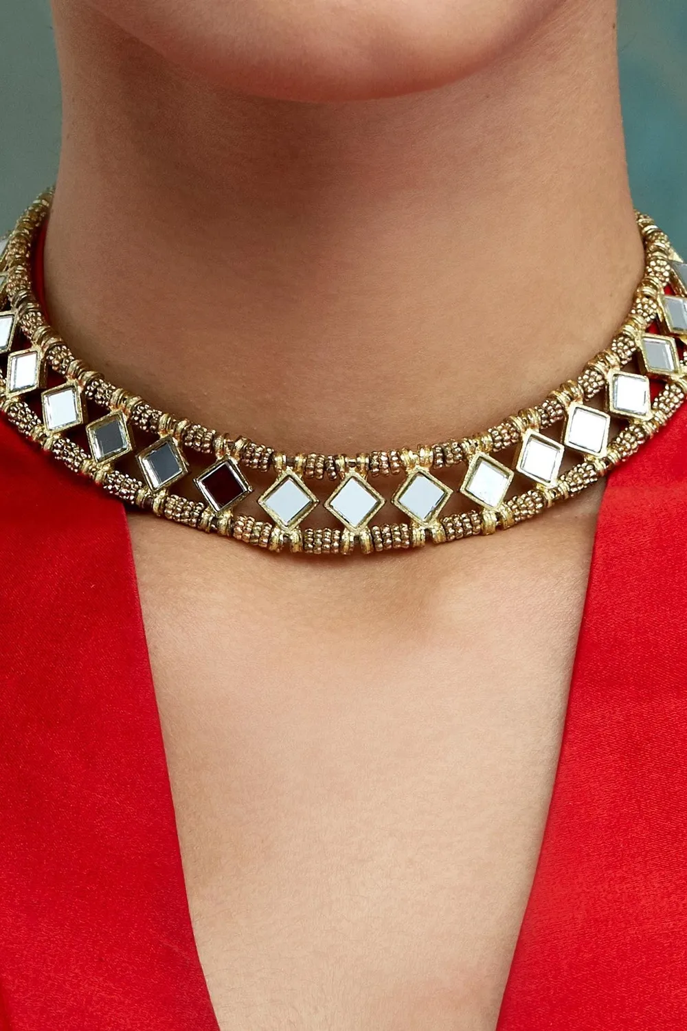 House of Tuhina Mirror Mumtaz choker girocollo specchi