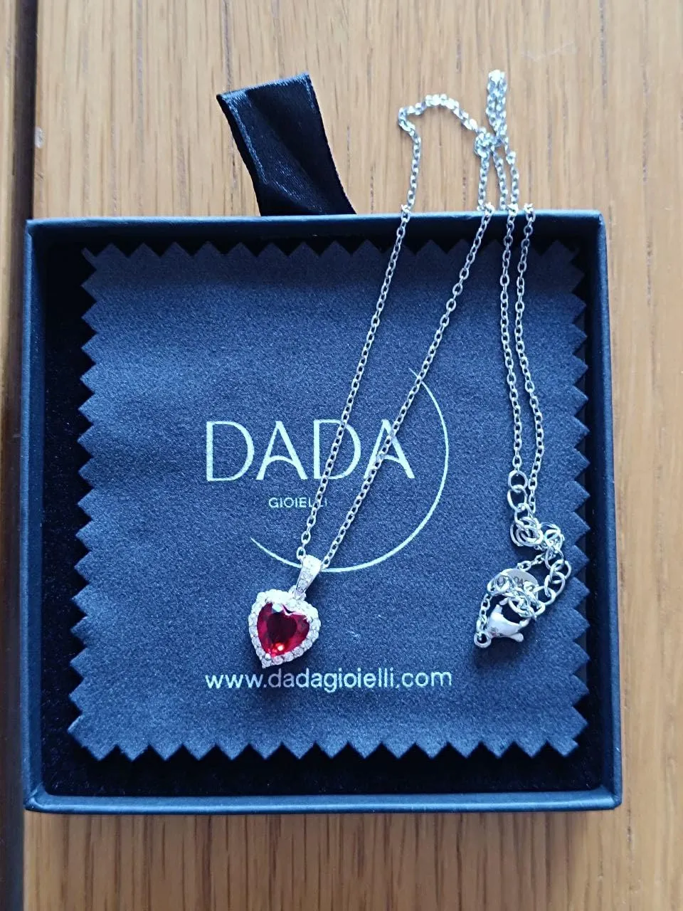 Dada Gioielli Collana Cuore 12mm Punto Luce Argento Rubino
