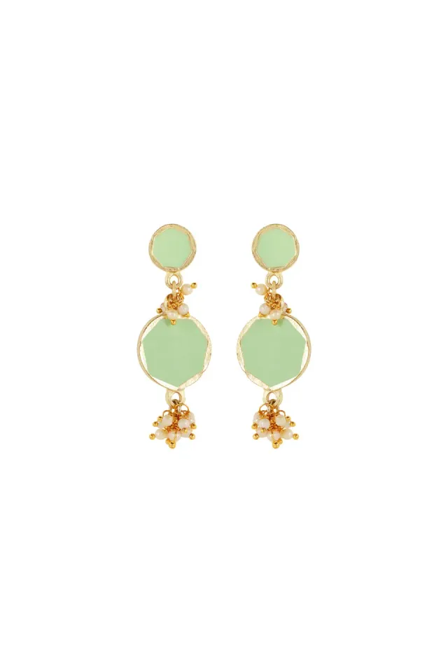 House of Tuhina Enamel Long Pearl orecchini lagoon smalto