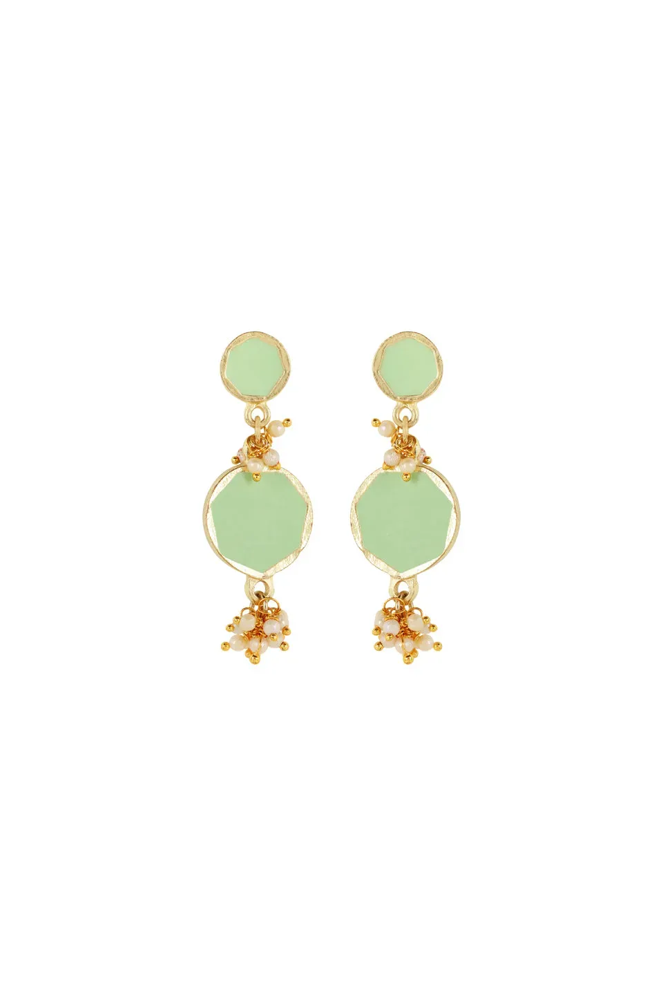 House of Tuhina Enamel Long Pearl orecchini lagoon smalto