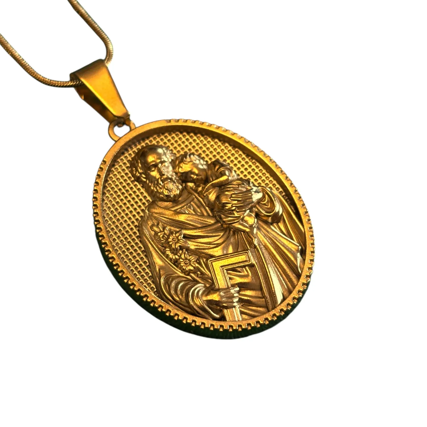 Ornamenta collana San Giuseppe acciaio oro 40-45 cm