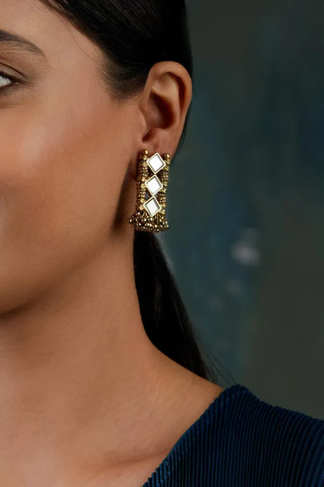 House of Tuhina Mumtaz Small Orecchini Specchio Oro