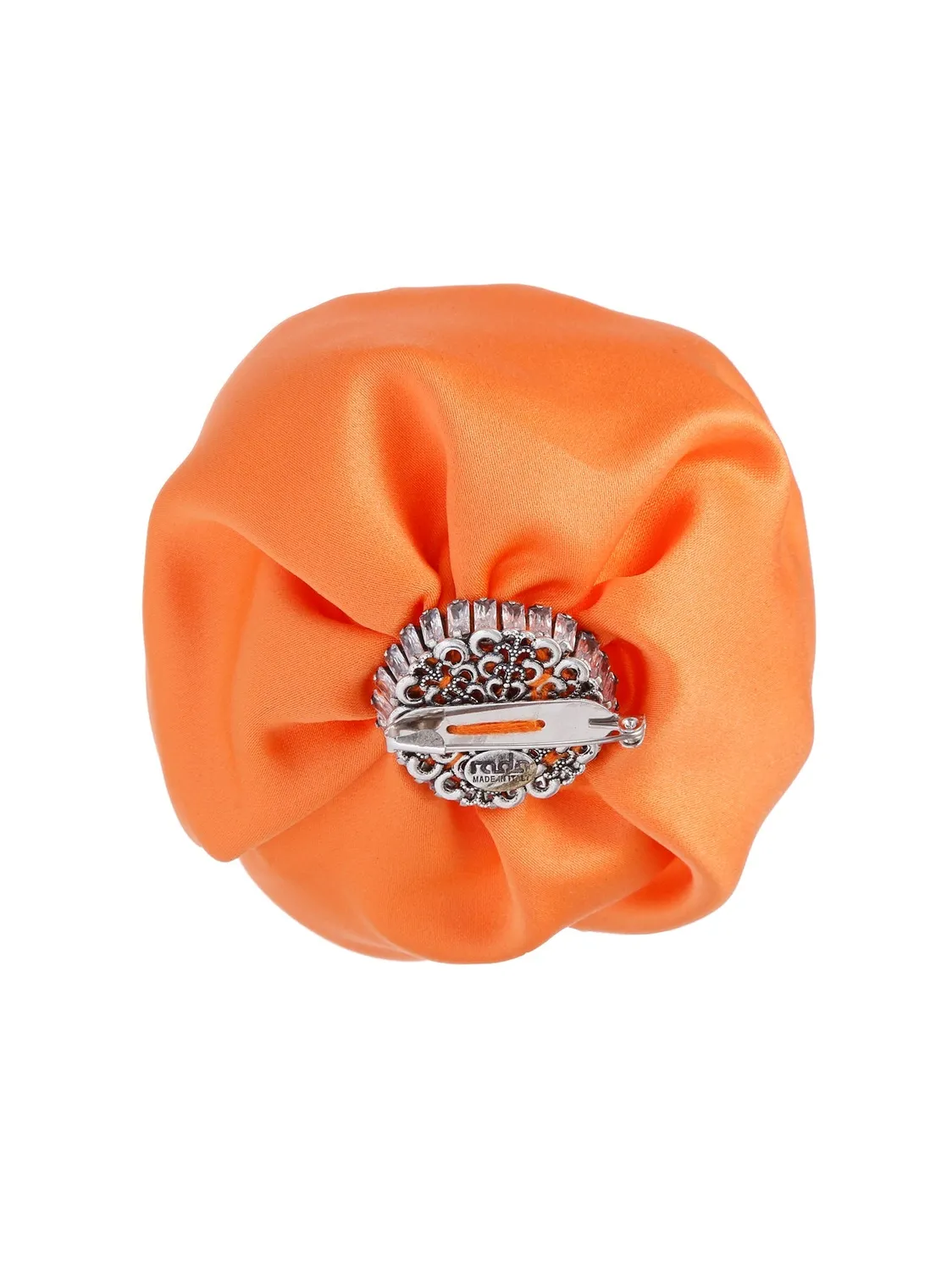 Rada Rosa Satin Spilla Nero fiore strass