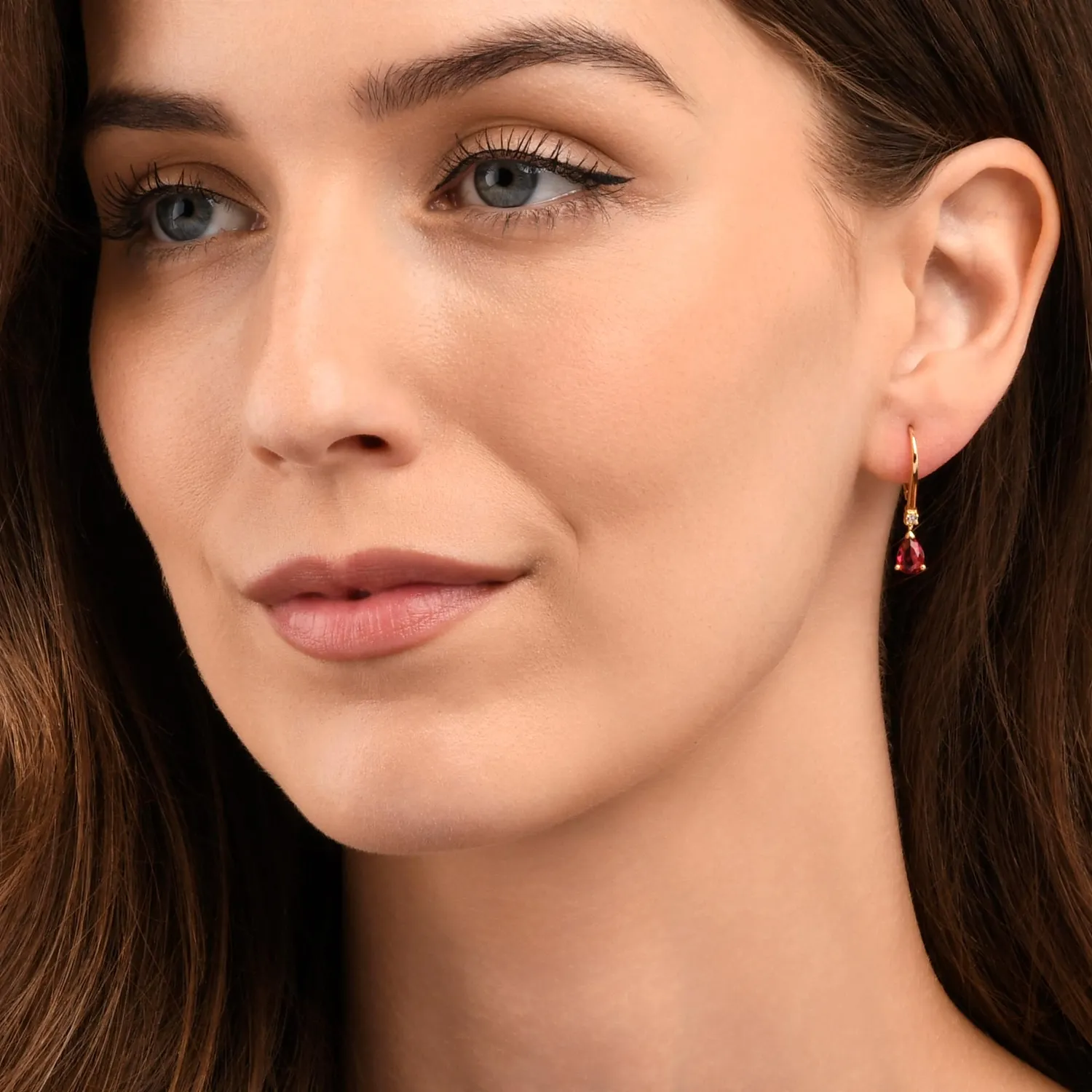 Diamond Treats orecchini pendenti oro pietra rossa donna