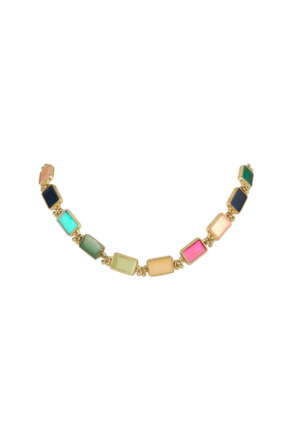 House of Tuhina Enamel Brick Choker collana turchese vetro