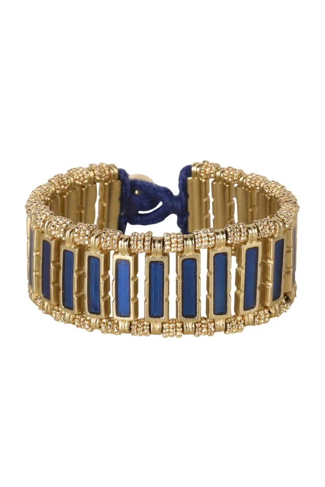 House of Tuhina Marayam 3 Stone bracciale blu reversibile smaltato