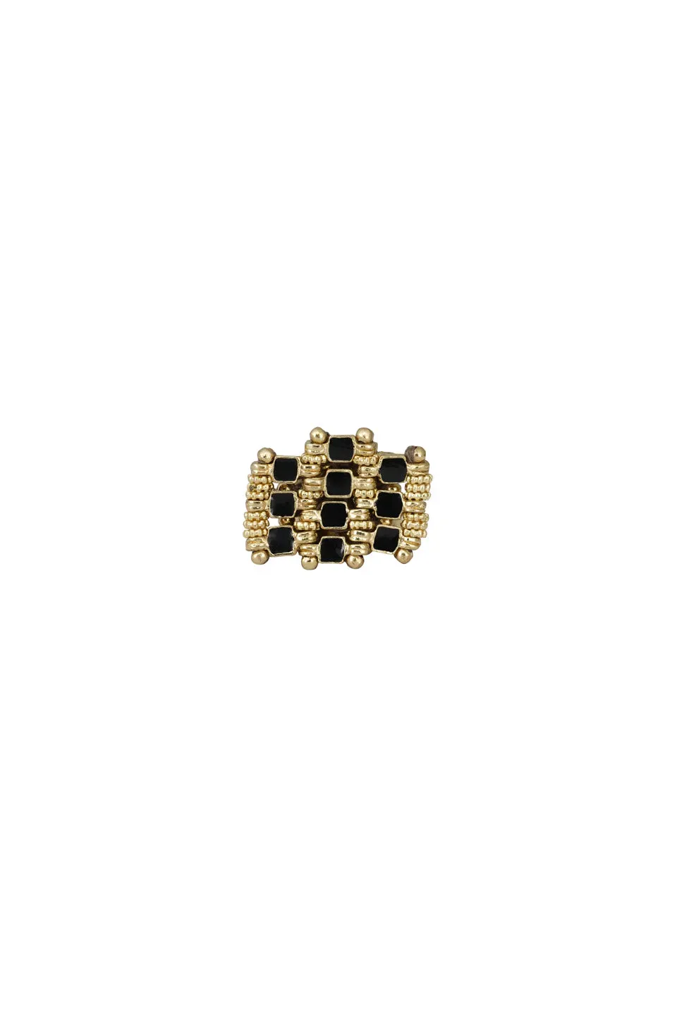 House of Tuhina Falak Anello Smalto Oro Nero Misura Unica