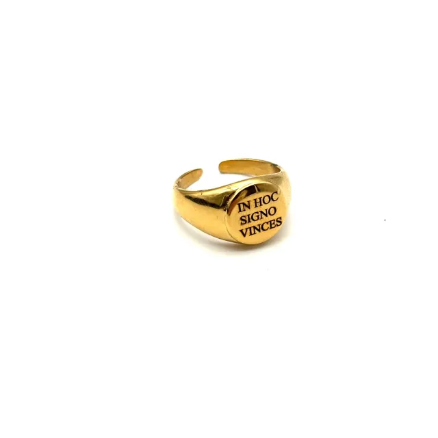 Ornamenta In Hoc Signo Vinces anello chevalier oro 15 mm