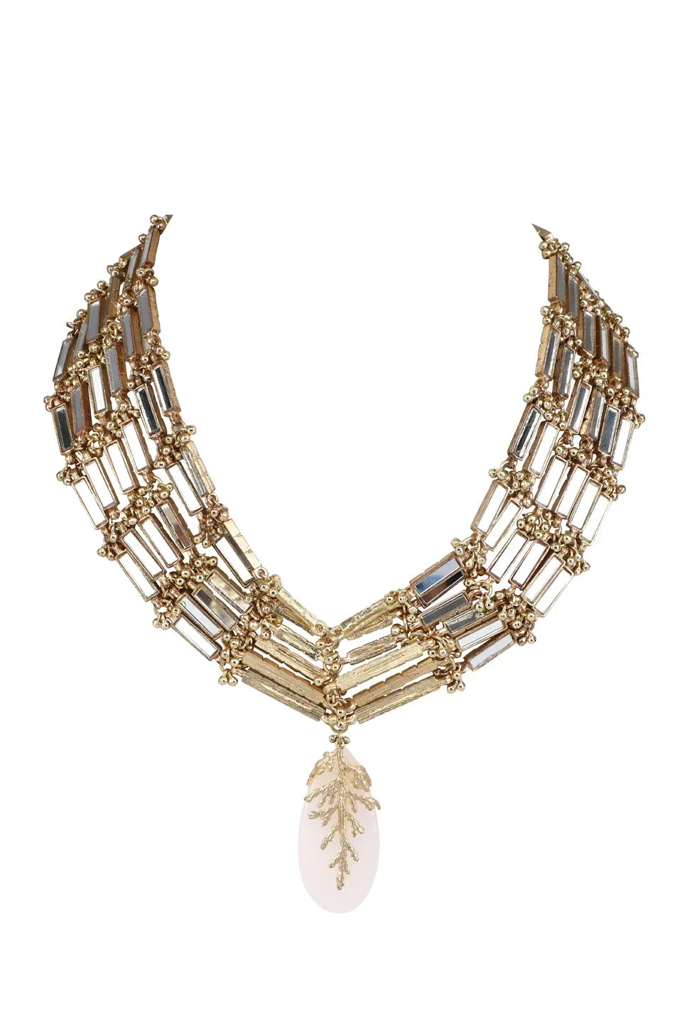 House of Tuhina Leaf Stone Qabeela choker bianco sporco