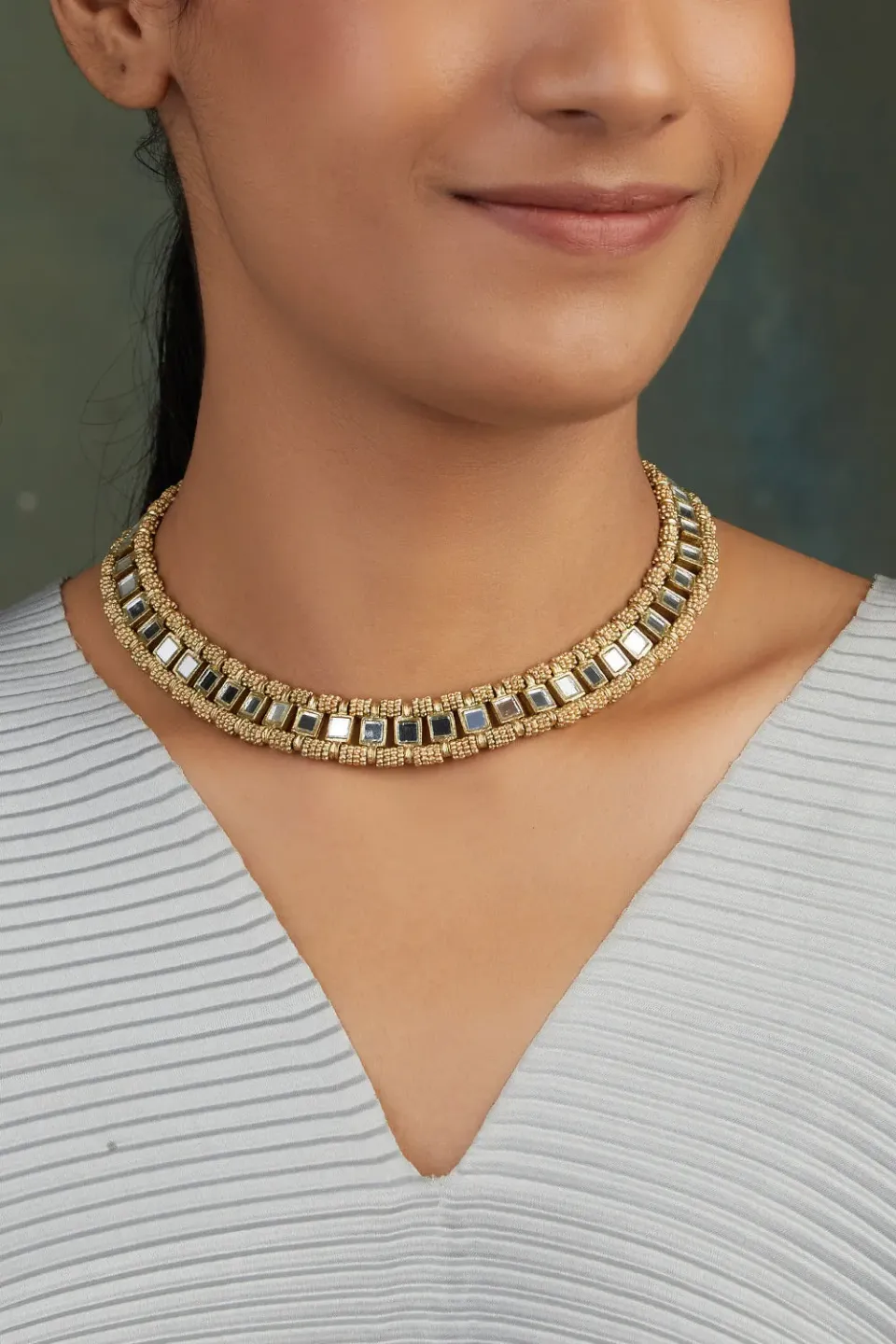 House of Tuhina Falak Mirror collana oro fatto a mano
