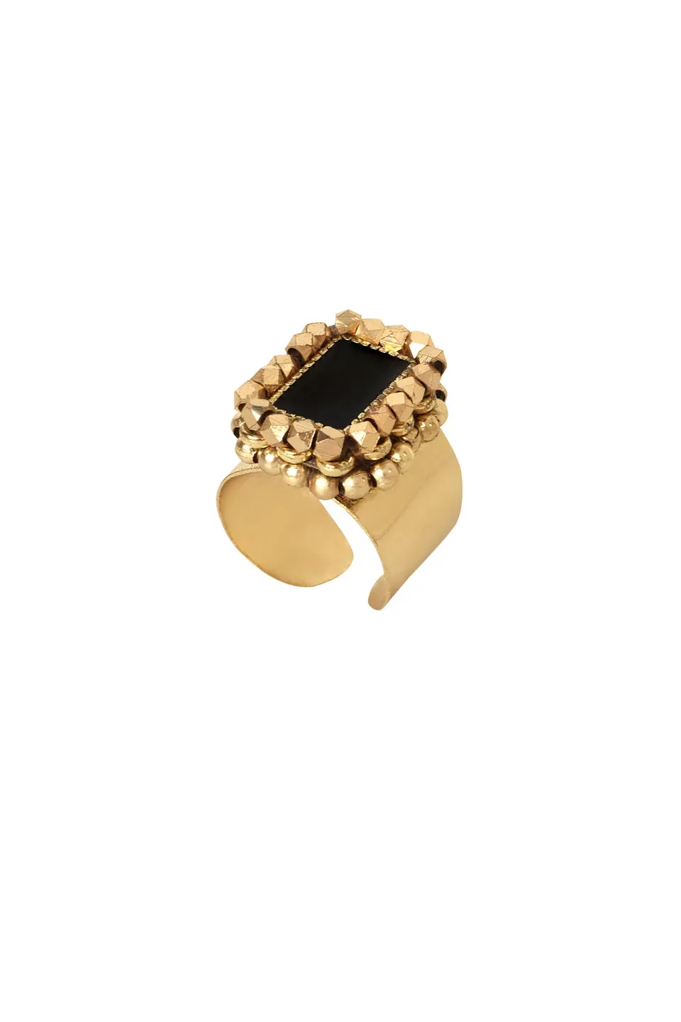 House of Tuhina Maya anello nero collezione oro