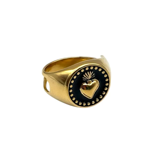 Ornamenta Sacro Cuore anello acciaio dorato regolabile
