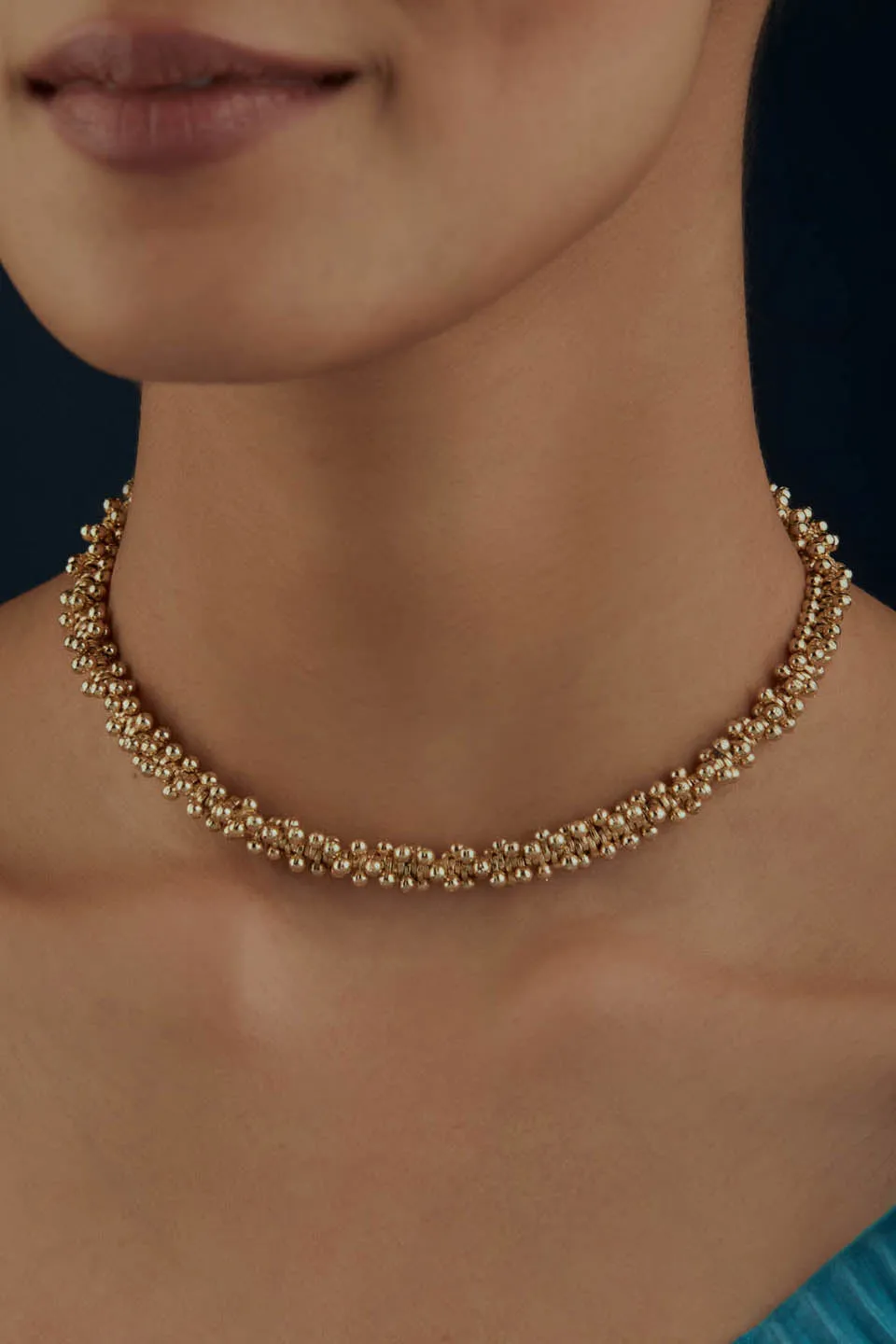 House of Tuhina Beaded Collana perline oro