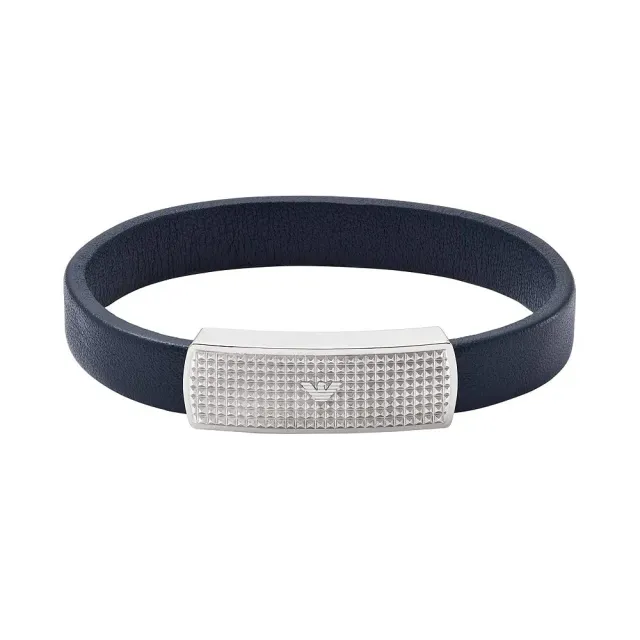 Emporio Armani Bracciale Uomo Pelle Blu Magnete