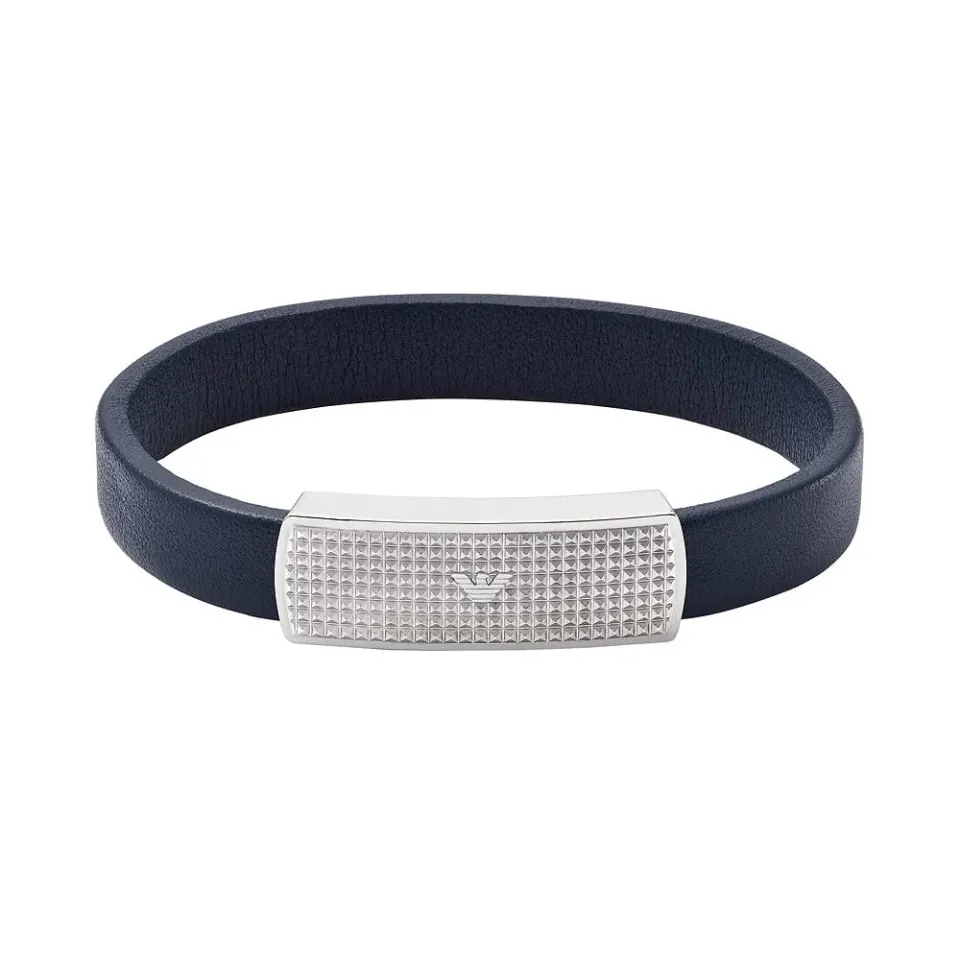 Emporio Armani Bracciale Uomo Pelle Blu Magnete