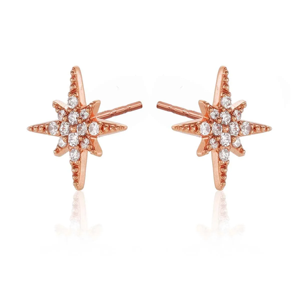 Diamond Treats orecchini stella argento 925 oro rosa zirconia