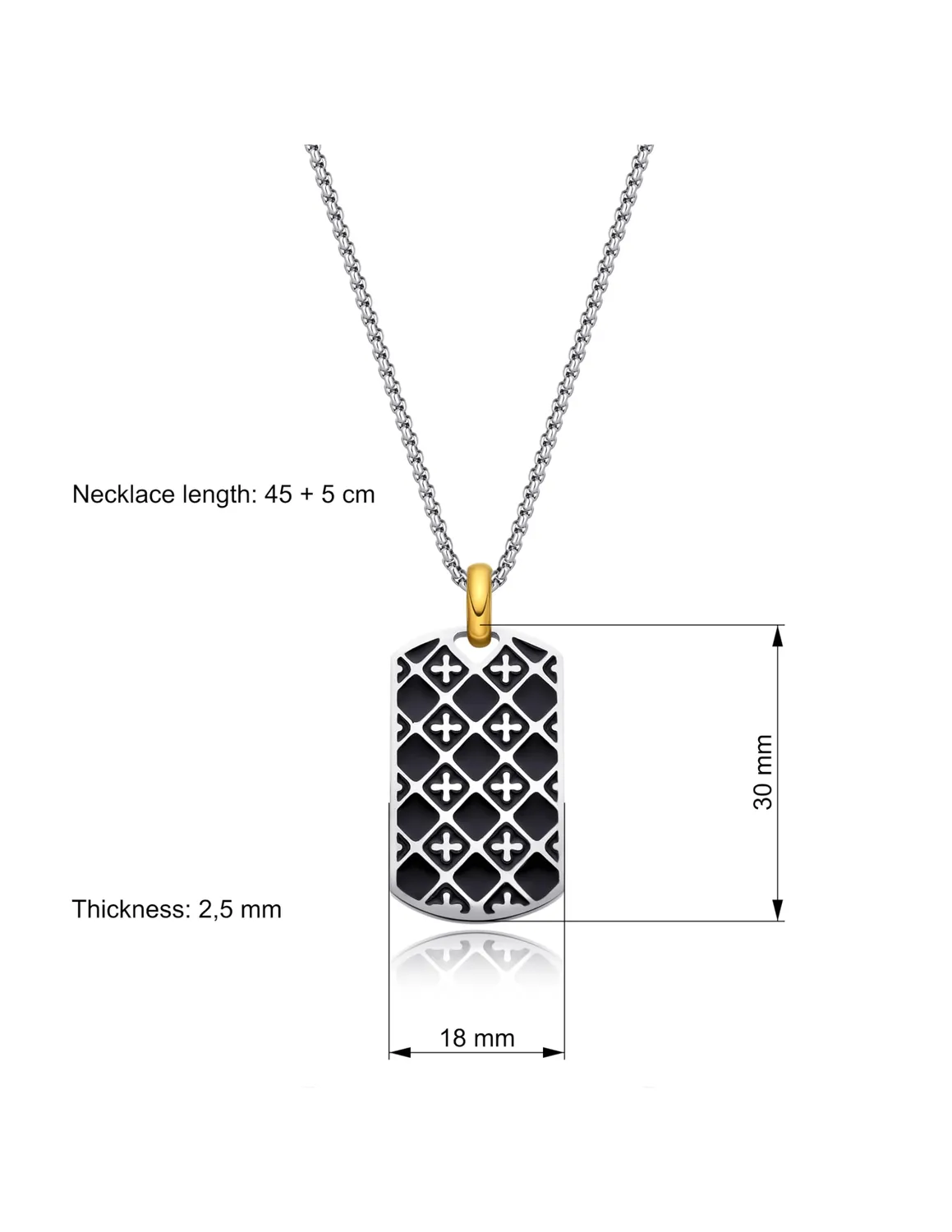 Dada Gioielli Piastrina Militare Collana Nero Argento Uomo