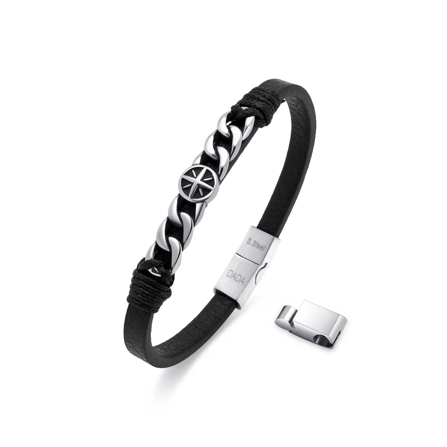 Dada Gioielli Bracciale Uomo Rosa Venti Pelle Acciaio