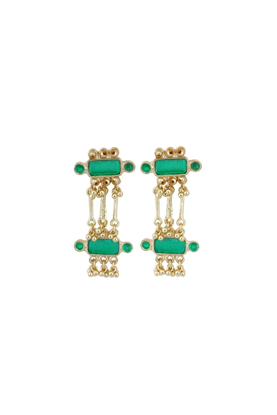 House of Tuhina Queen Enamel Double Orecchini Turchese Smalto