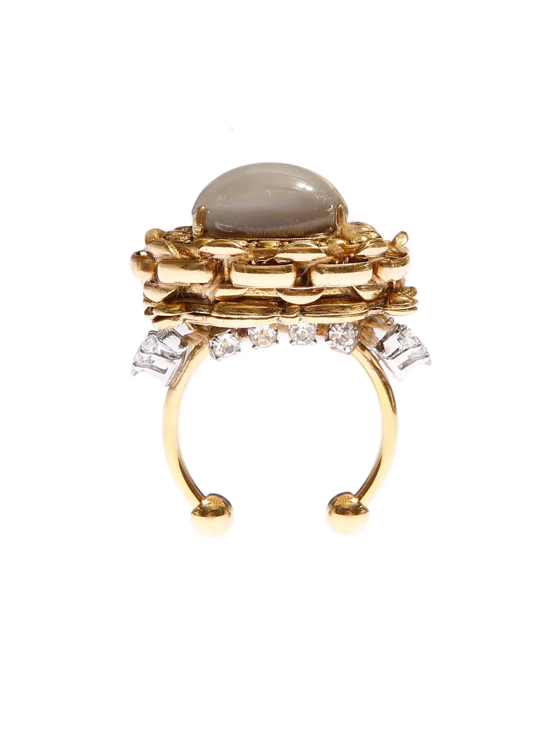 Rada Anello pietra opale grigio cabochon cristalli