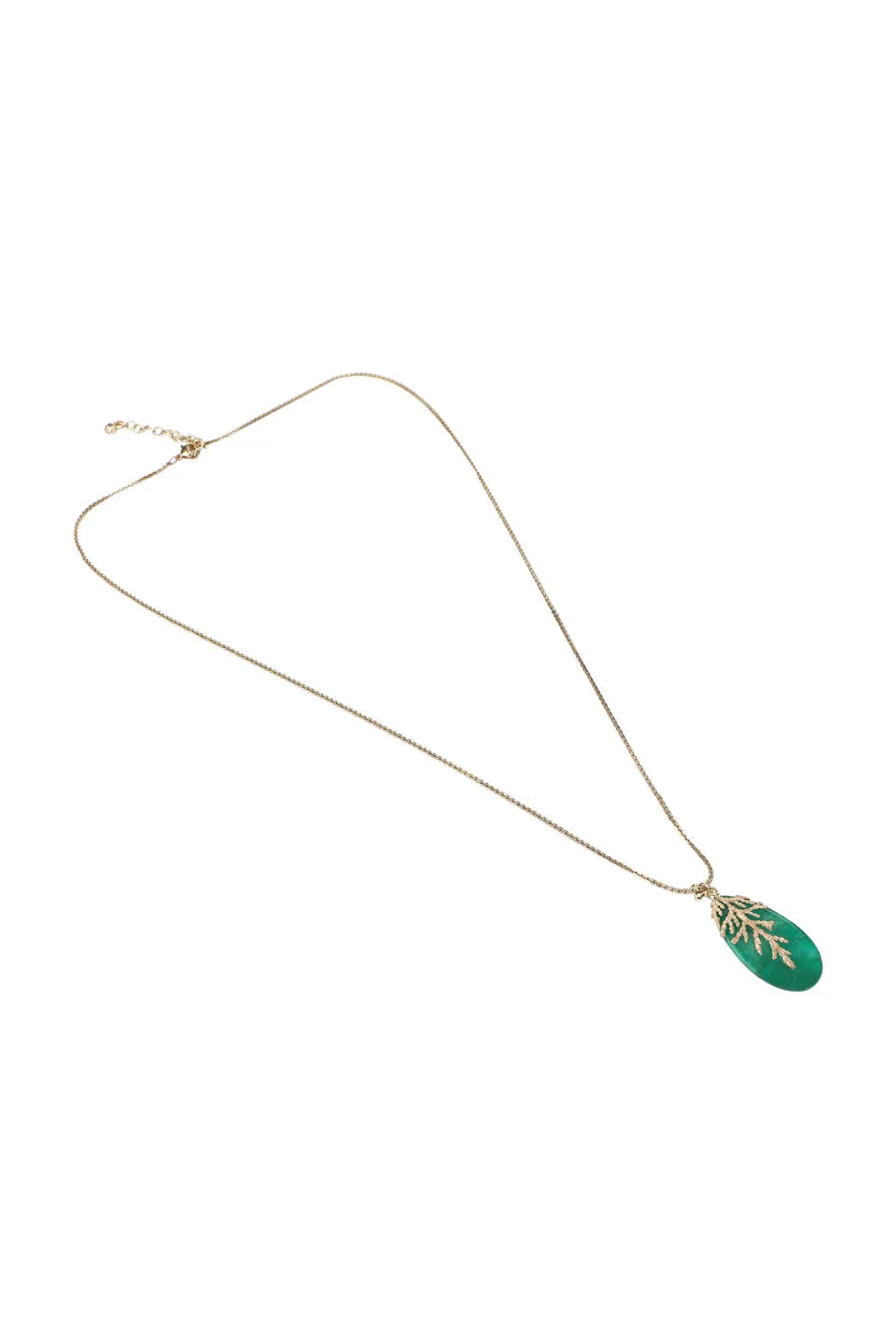 House of Tuhina Leaf Stone collana lunga verde foglia