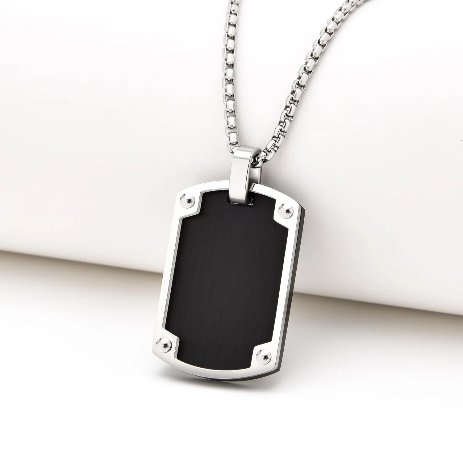 Dada Gioielli Piastrina Militare Collana Uomo Nero Acciaio