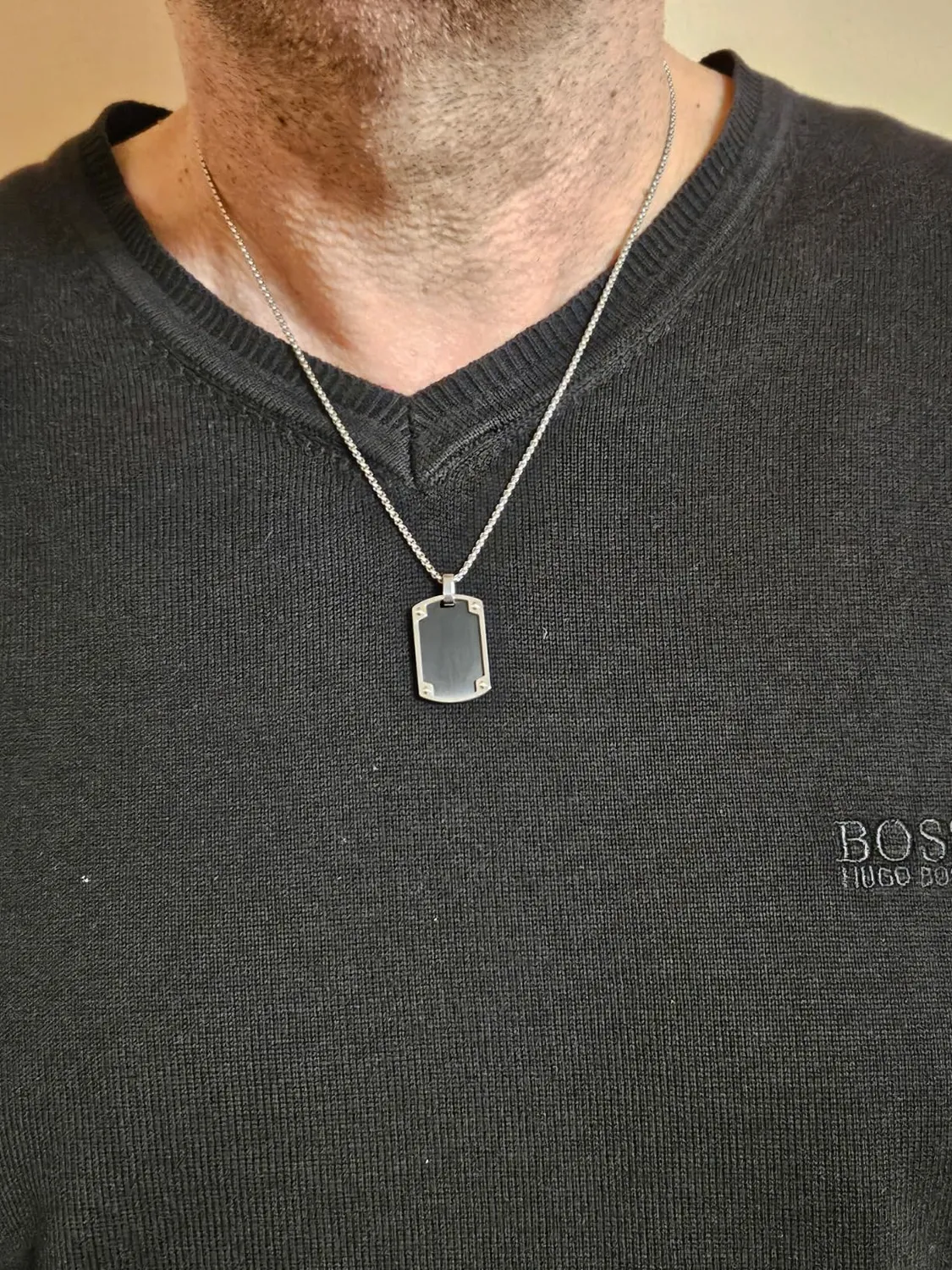 Dada Gioielli Piastrina Militare Collana Uomo Nero Acciaio
