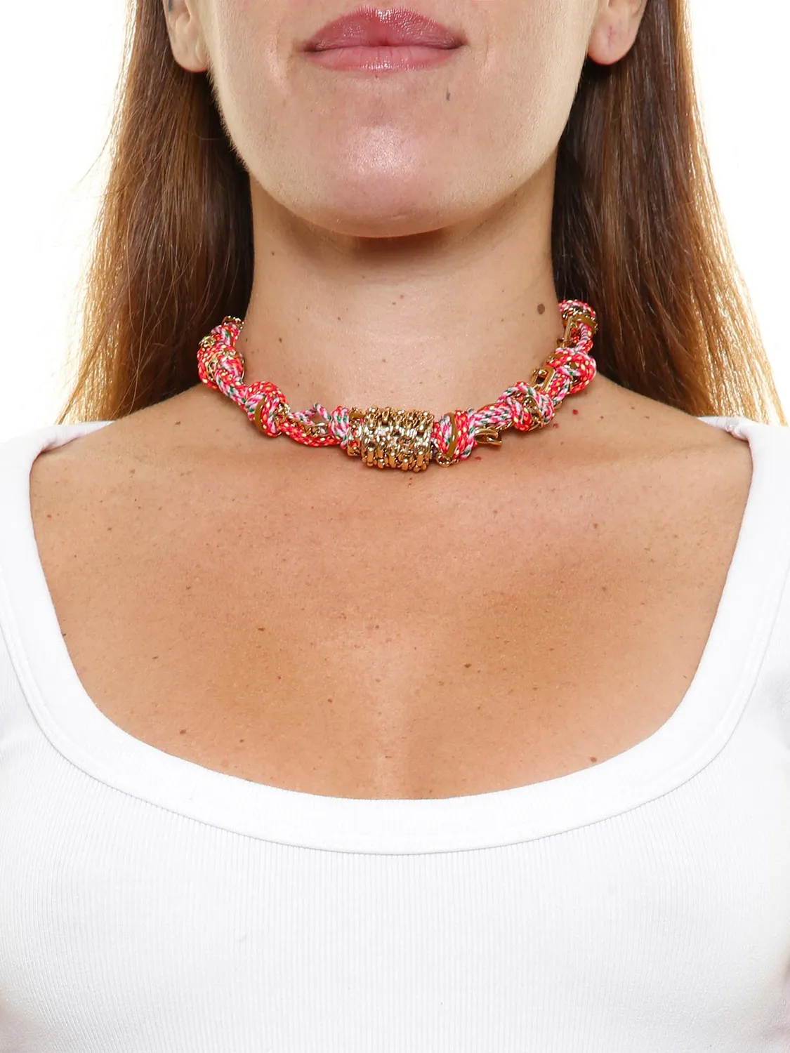 Rada Tubolare Colorato collana girocollo rossa intrecciata