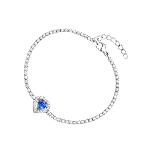 Dada Gioielli Tennis Cuore Bracciale Blu Zaffiro Acciaio