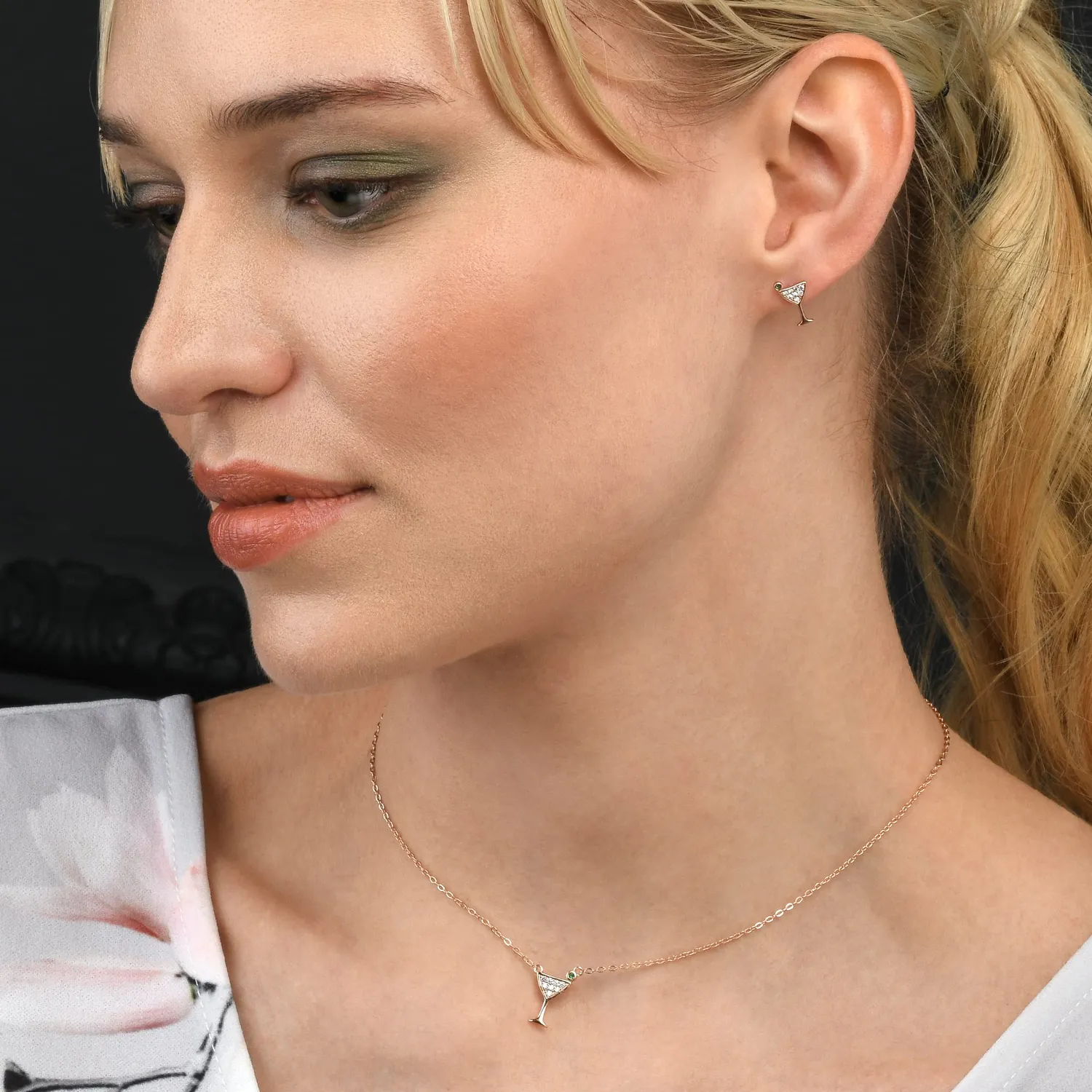 Diamond Treats Collana Cocktail Martini Oro Rosa Argento 925 Donna