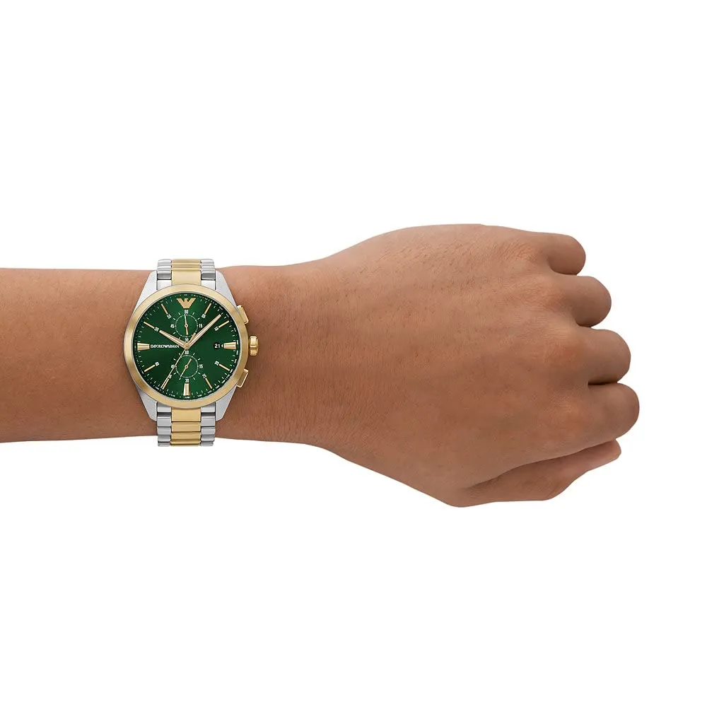 Emporio Armani cronografo uomo oro rosa verde 43 mm