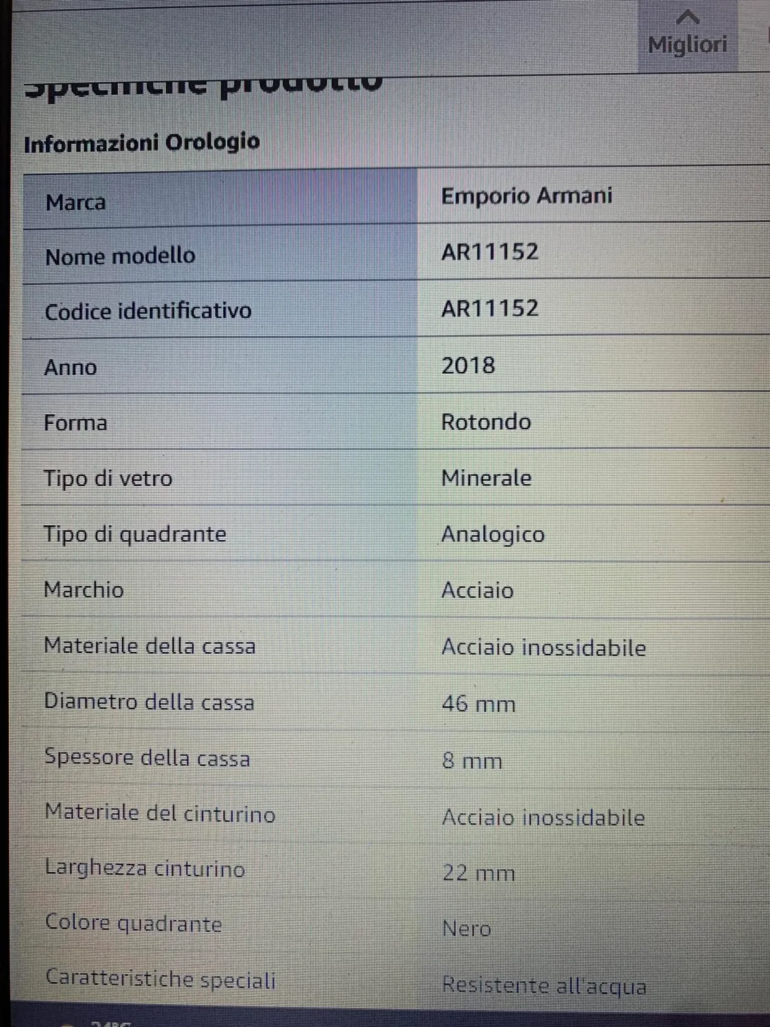 Emporio Armani AR11152 Orologio Uomo Acciaio 41 mm