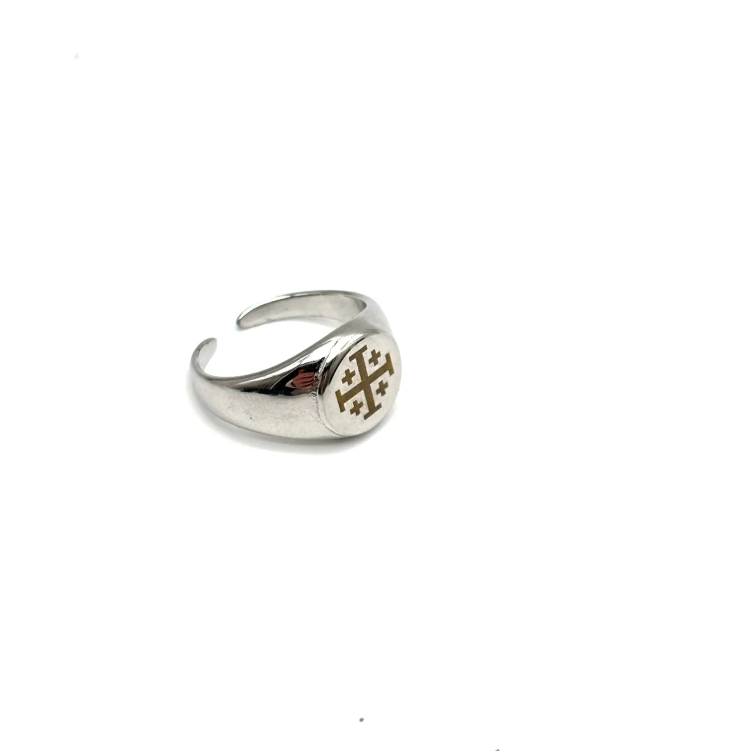 Ornamenta anello chevalier Croce Gerusalemme acciaio