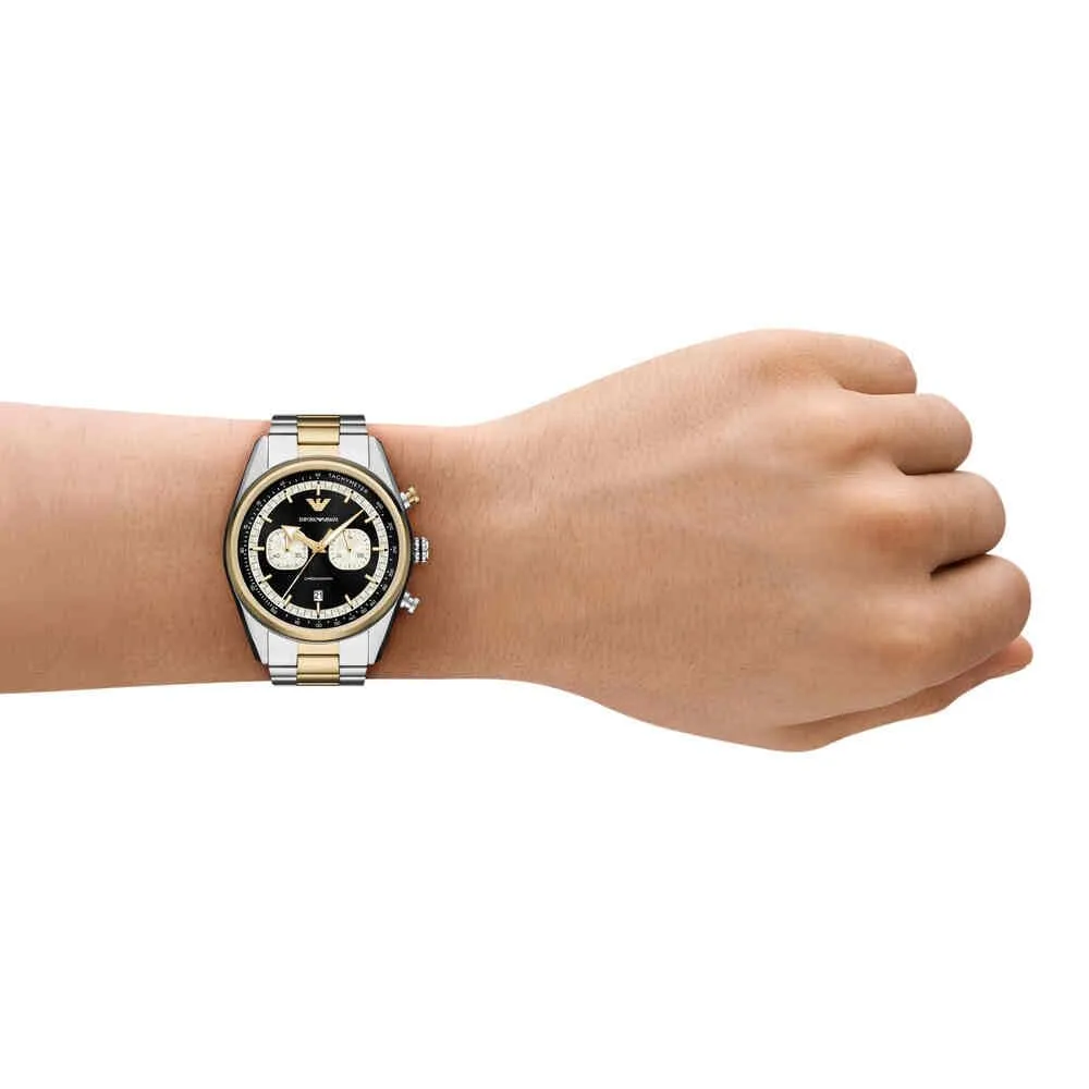 Emporio Armani orologio uomo argento e oro