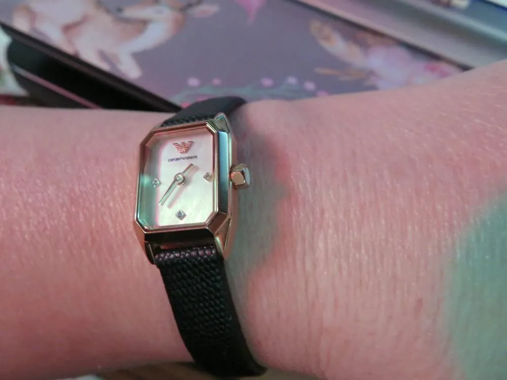 Emporio Armani Orologio Donna 22mm Nero Oro Rosa Quarzo