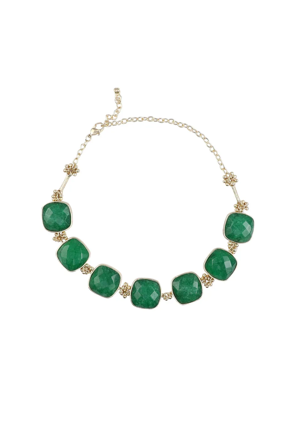 House of Tuhina Square Stone Collana Vetro Verde Foglia