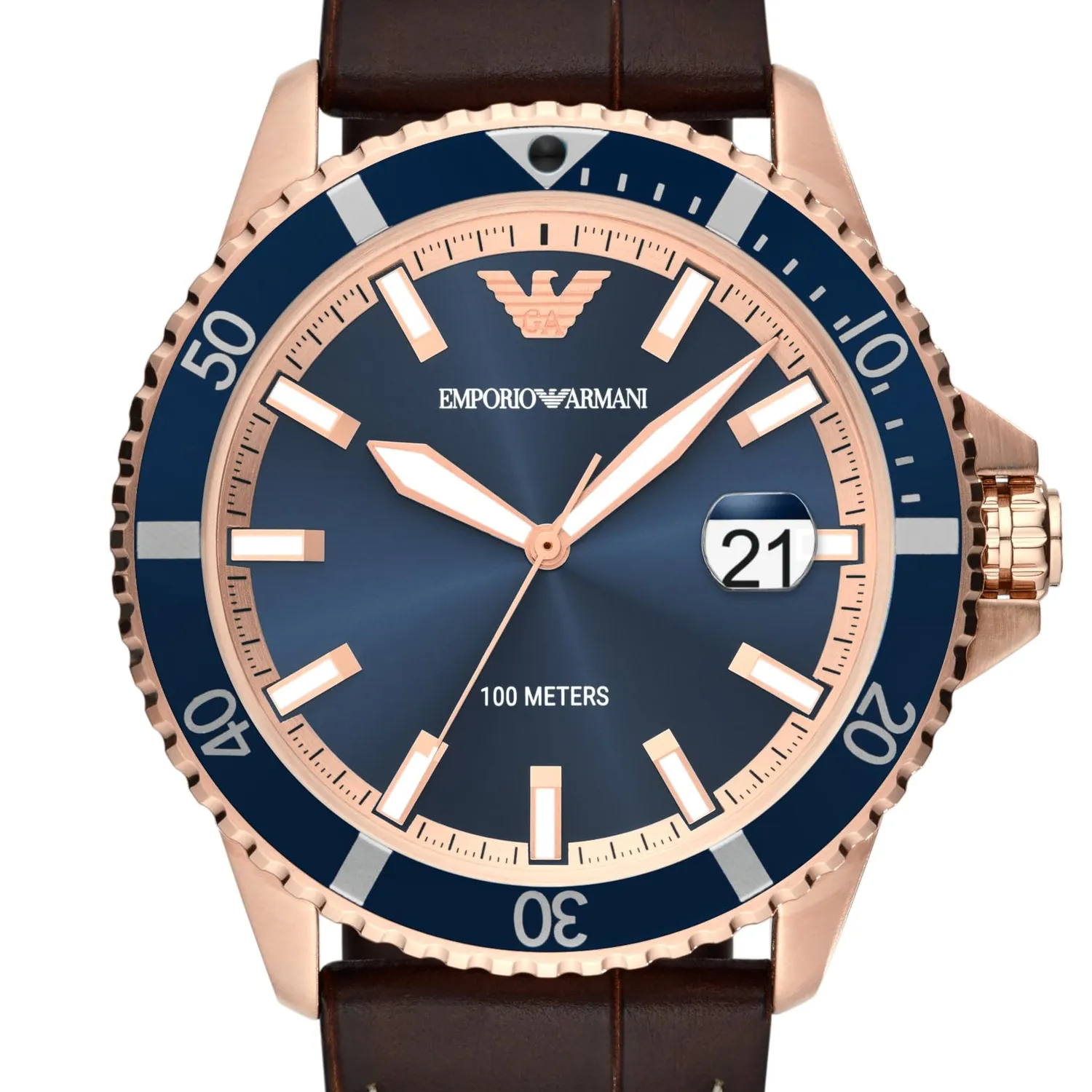 Emporio Armani AR11556 orologio uomo 42mm pelle marrone