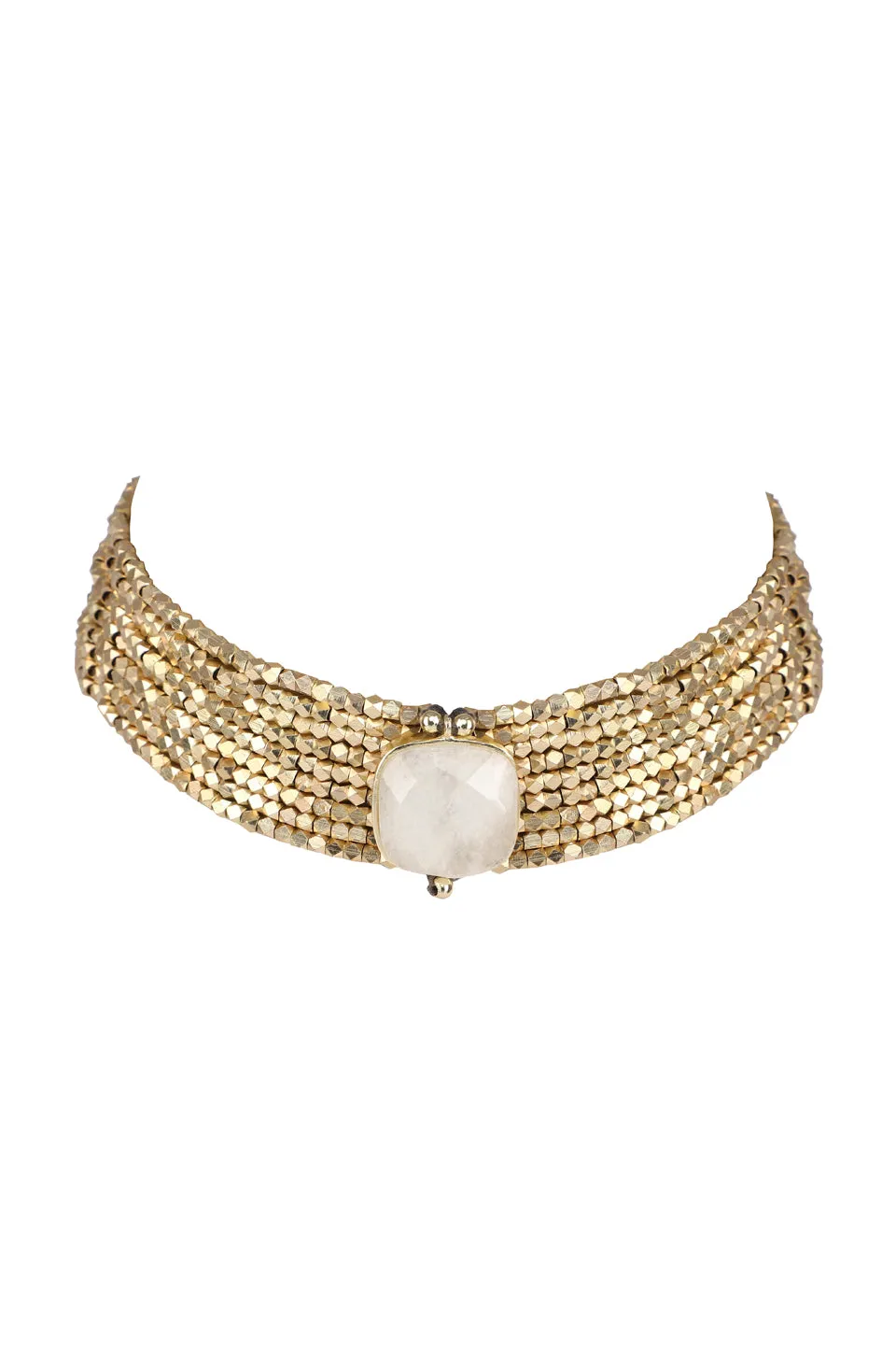 House of Tuhina Single Square Stone choker pietra verde