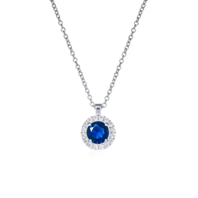Diamond Treats Halo Collana Argento 925 Pietra Blu
