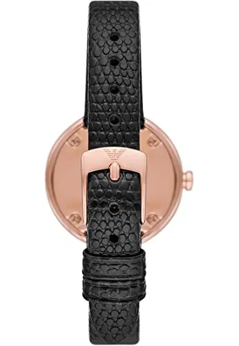 Emporio Armani AR11493 Orologio Donna 30mm Pelle Nero Oro Rosa