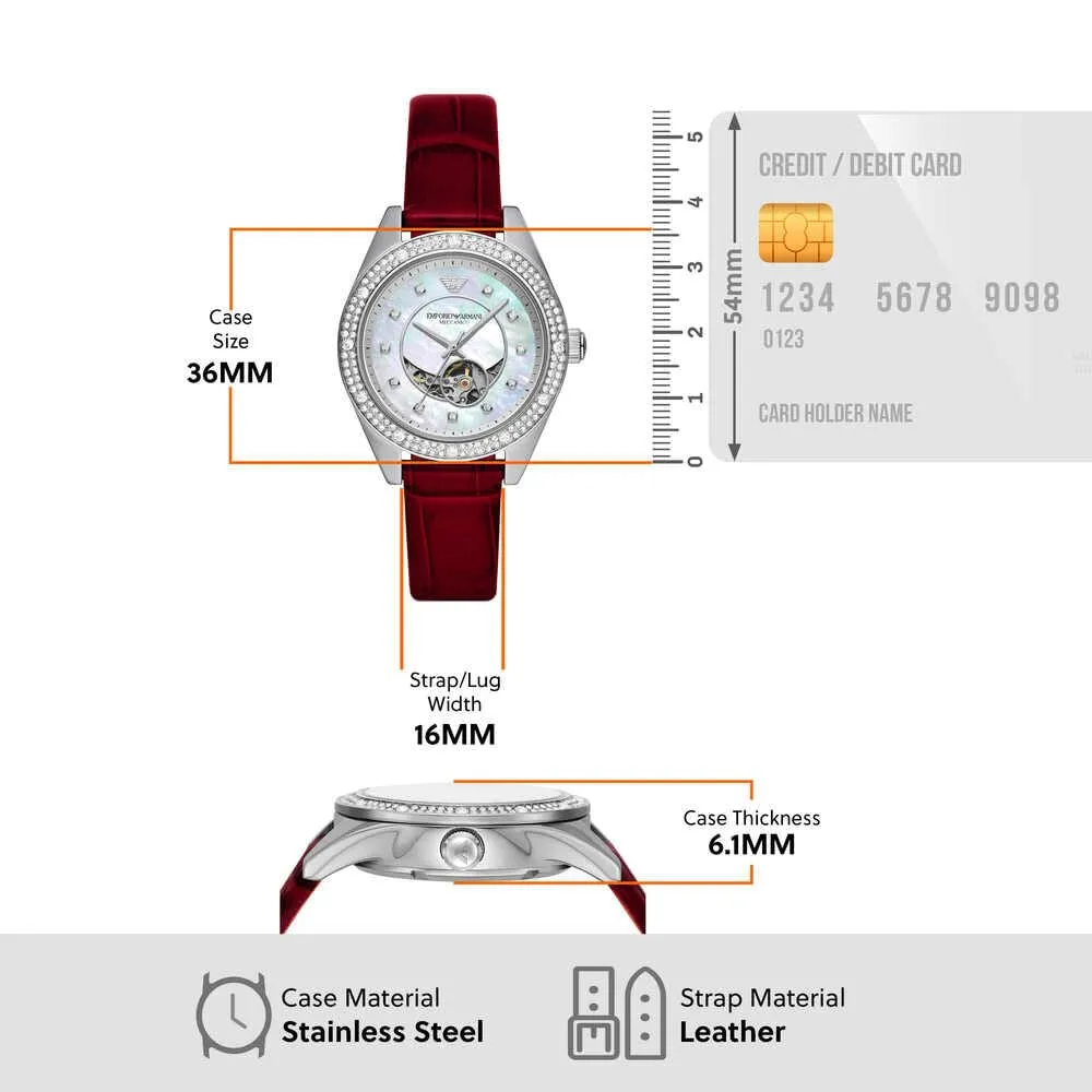 Emporio Armani AR60075 Orologio Donna Pelle Rossa 36mm