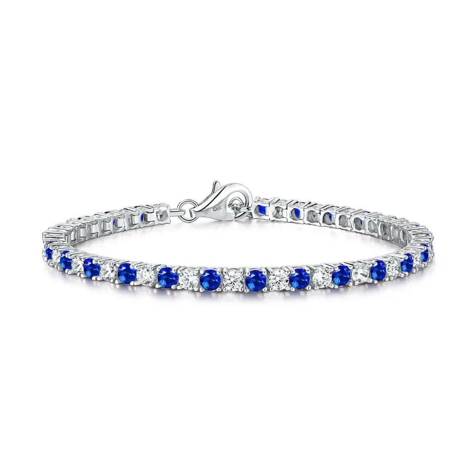 Diamond Treats Bracciale Tennis Blu Bianco Argento 16,5 cm