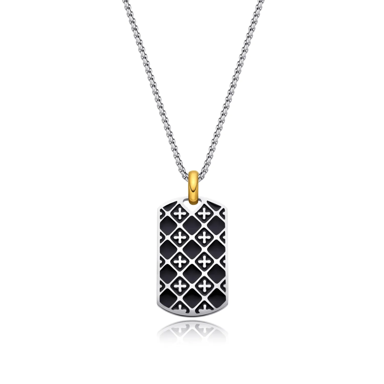 Dada Gioielli Piastrina Militare Collana Nero Argento Uomo