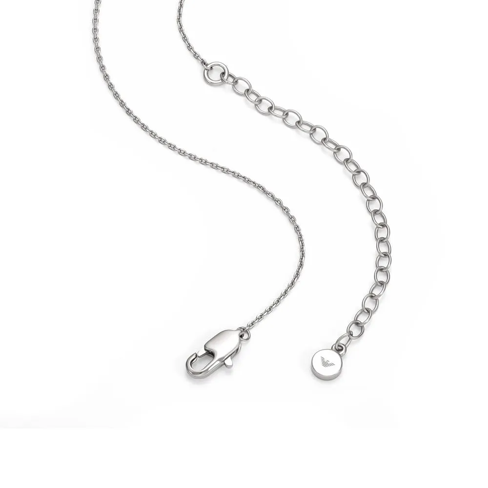 Emporio Armani bracciale coulisse acciaio argento logo uomo