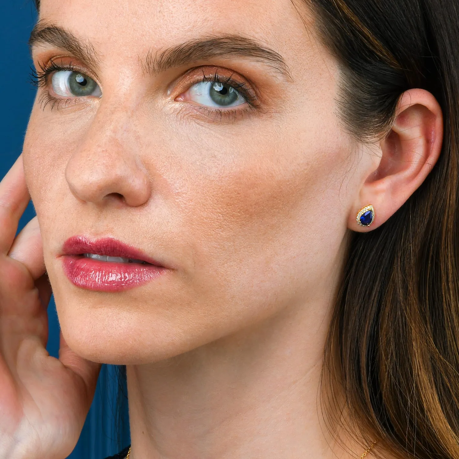 Diamond Treats Orecchini Pera Argento Blu-Oro Zirconi