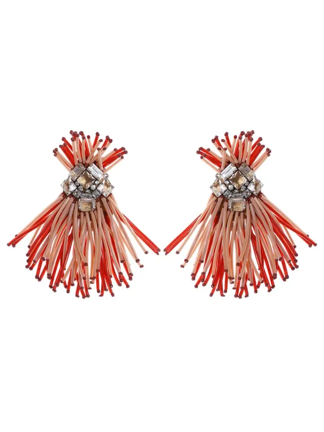 Rada Orecchini Frange Scoubidou rosso salmone clip